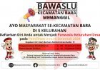 Panwaslu Kecamatan Bara Kota Palopo Segera Buka Rekrutmen Pengawas Kelurahan/Desa,Ini Syaratnya