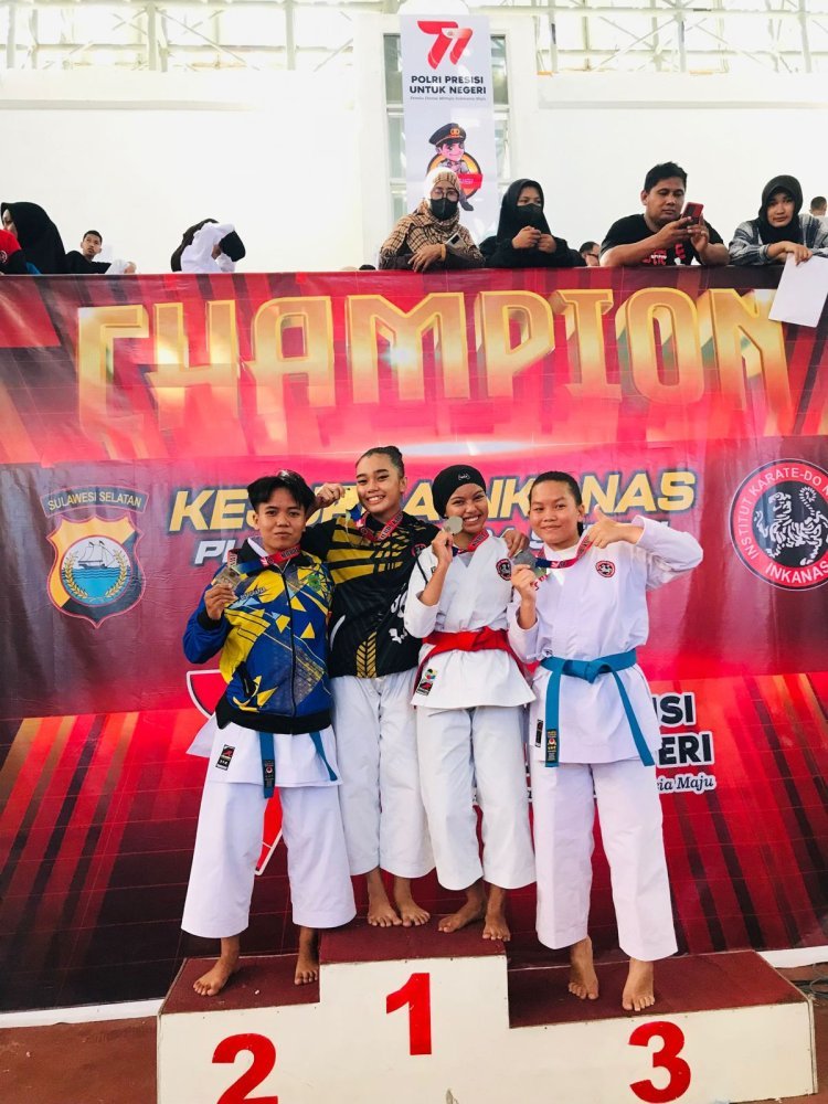 Kontingen Polres Luwu Utara meraih Medali Emas dan Perak pada Kejuaraan Karate Inkanas Piala Kapolda Sulsel