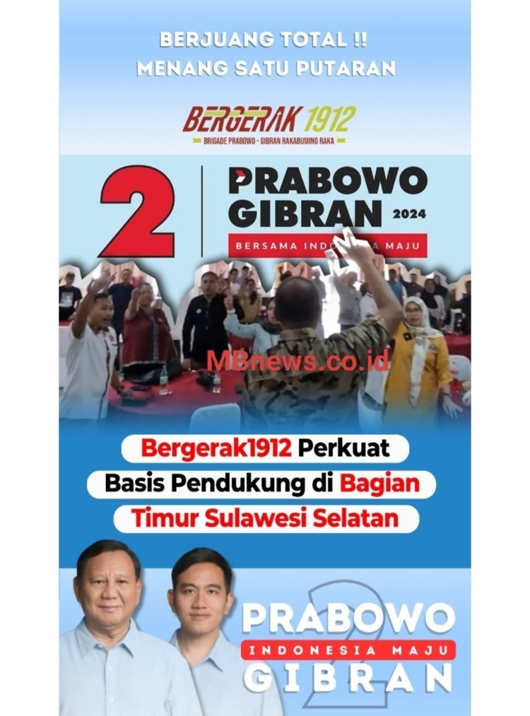 Dari Bagian Paling Timur Sulawesi Selatan, Relawan Bergerak1912 Siap Menangkan Prabowo-Gibran Satu Putaran