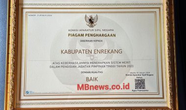 Berhasil Terapkan Sistem Merit,Pemda Enrekang Raih Penghargaan dari KASN
