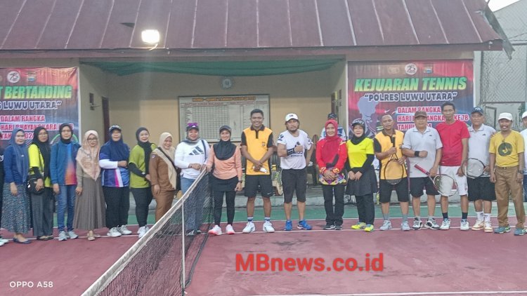 Bupati Luwu utara buka Kejuaraan Tenis Polres Luwu Utara dalam Rangka Hari Bhayangkara Ke-78